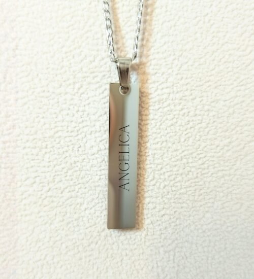 Collar Barra plana larga con texto / fecha digitado